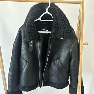 Zara Black Shearling Jacket